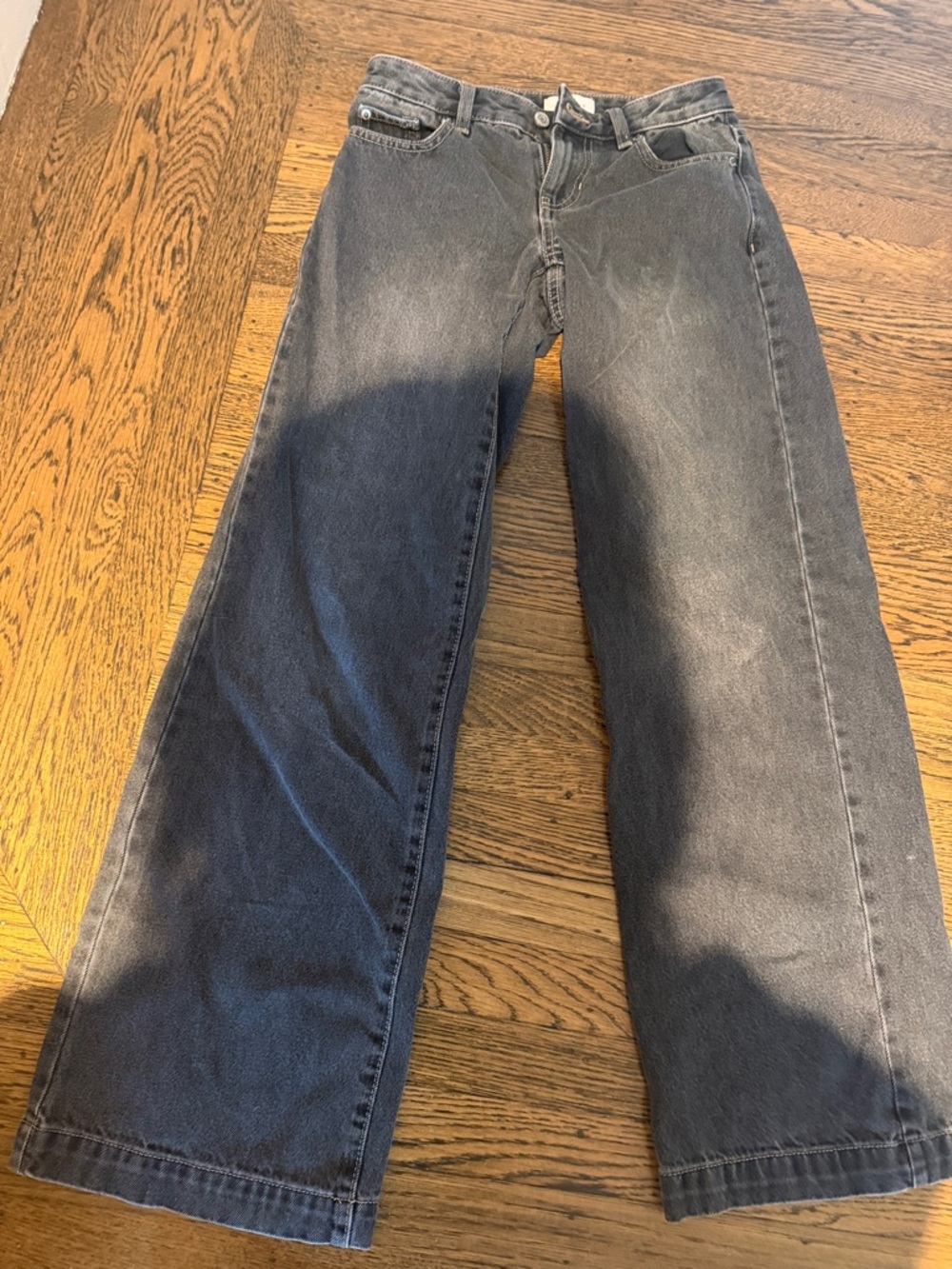 PacSun Kids Black Faded Wide-Leg Jeans